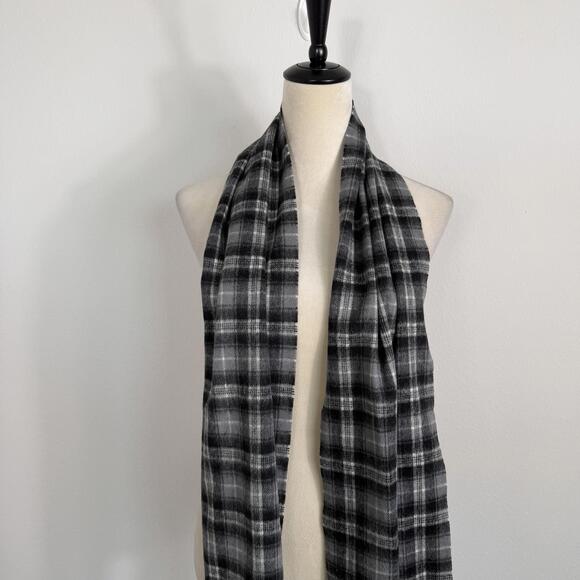 ABERCROMBIE & FITCH 70% Wool Scarf, One Size, Multi Color, Gray-Black Plaid - Picture 2 of 5